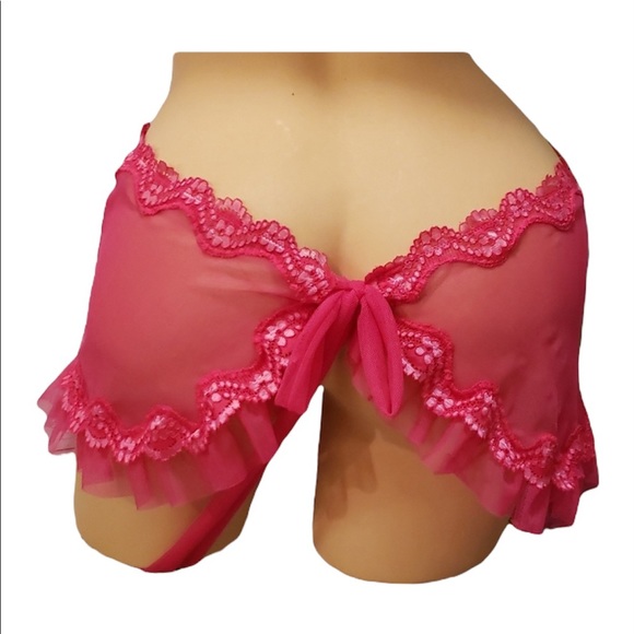 Victoria's Secret Sexy Little Things Hot Pink Sheer Apron Negligee Linge… - Picture 8 of 9